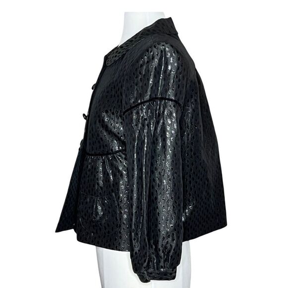 Ann klein Silk Blend Metallic Jacquard Empire Waist Balloon Sleeve Jacket - Picture 5 of 10
